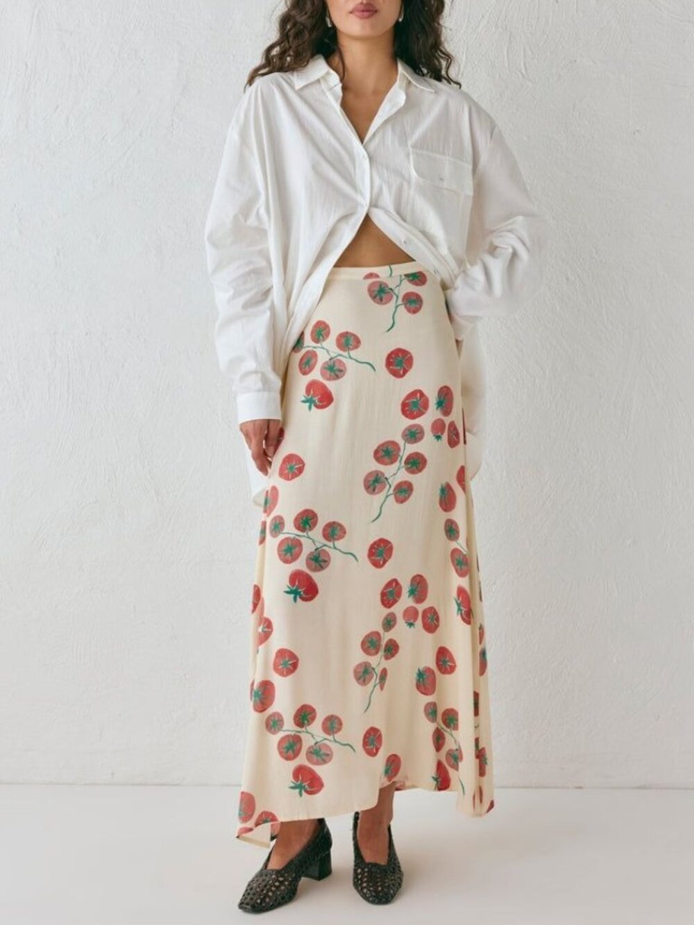 VRG GRL Brie Midi Skirt - Roma Tomato Print - Size US 8 / AU 12 (Large)